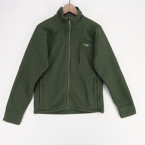 Outdoor Research Jacket Mens S Green Full Zip Sweater Fleece Chest Pocket Hiking